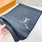 LV Couple's Style Scarf 180cm Black Cashmere 976364
