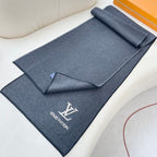 LV Couple's Style Scarf 180cm Black Cashmere 976364
