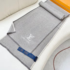 LV Couple's Style Scarf 180cm Light Gray Cashmere 976365
