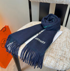 HM Scarf 190 CM Dark Blue Wool 969495