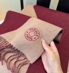 HM Scarf 190 CM Red Beige Wool 969499