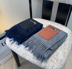 Loewe Scarf 180CM Gray Mix Camel Wool-blend Leather 969504