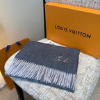 LV Scarf 185cm Gray Wool Cashmere 976980