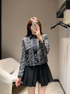 Dior 2025  Cannage Tweed Jacket with Pearl Buttons Black White Cotton