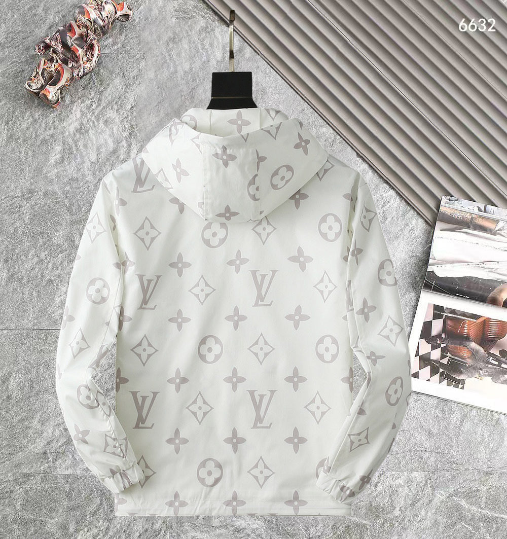 LV WHITE MONOGRAM HOODED JACKET 238986