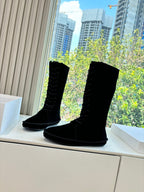 The Row 2025 Tyler Lace-up Boot Black Suede 549347