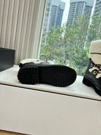 CC 2025 Short Boot White Black Cowhide Wool 548841
