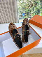 HM 26ss Pig-Nose Ballet Flat Brown Black Cowhide 603930