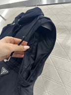 Prada 2025  Cropped Jacket With Detachable Sleeves Black Re-Nylon Down