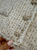 CC 26 Patchwork Vest Jacket Beige White Wool Cotton 331228