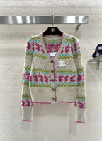 CC 26 Striped Jacquard Knit Cardigan Multicolor Wool Cashmere 331700