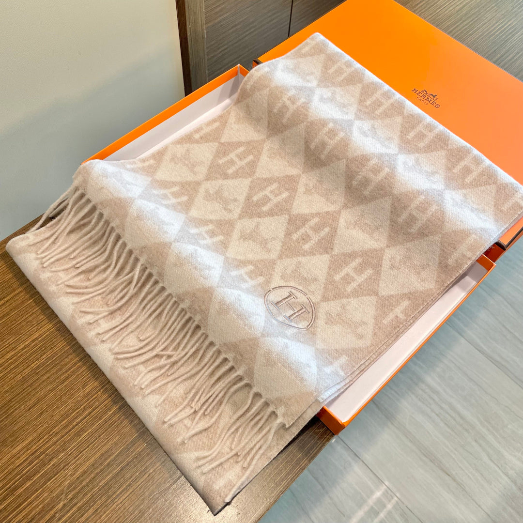 HM 25s Reversible Scarf 200cm Beige Cashmere 960512