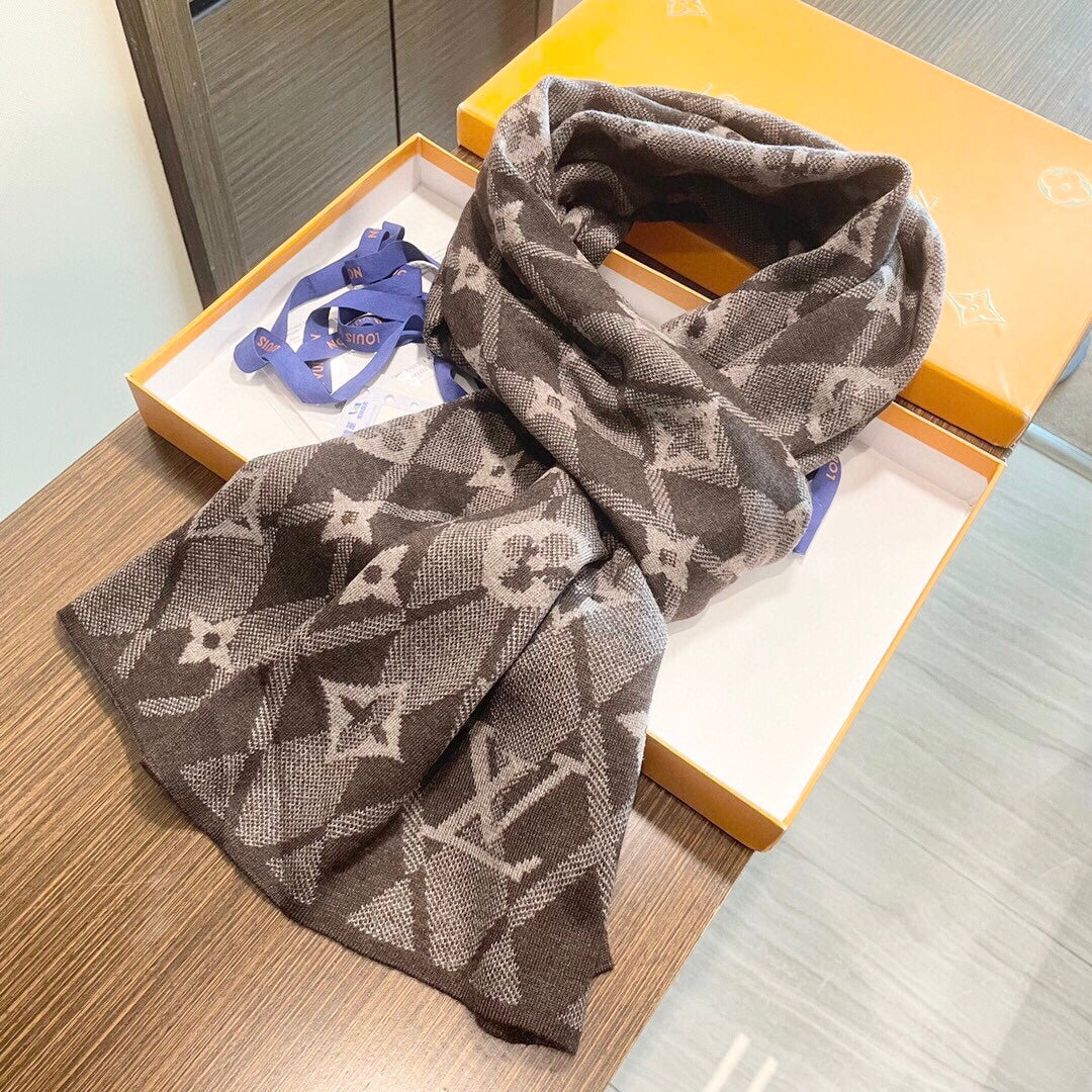 LV Scarf 200cm Brown Cashmere 968476