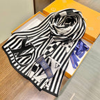 LV Unisex Scarf 180cm White Black Fabric 968477