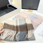 Loewe Scarf 180CM  Light Blue Beige Cashmere 969304