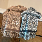 LV  25s Scarf 200cm Brown Beige Woolen 973138