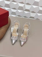 VT 26s Slingback 80 Silver Metallic Snake Skin 613588