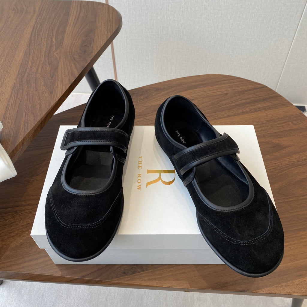 HM  25s Velcro Mary Jane Black Suede