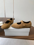 HM  25s Velcro Mary Jane Light Tan Suede