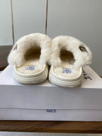 Loewe slippers white leather wool 477789