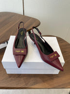 Celine 26  Pointed-Toe Slingback Burgundy Sheepskin 624683