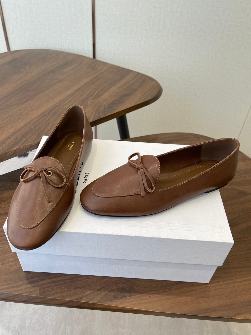 Celine 26 Loafers Brown Sheepskin 624694