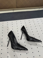 NORMA PUMPS IN BLACK CROCODILE PATTERN SHEEPSKIN