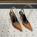 L'ENTRACTE SLINGBACK PUMPS IN BRONZE BROWN SATIN