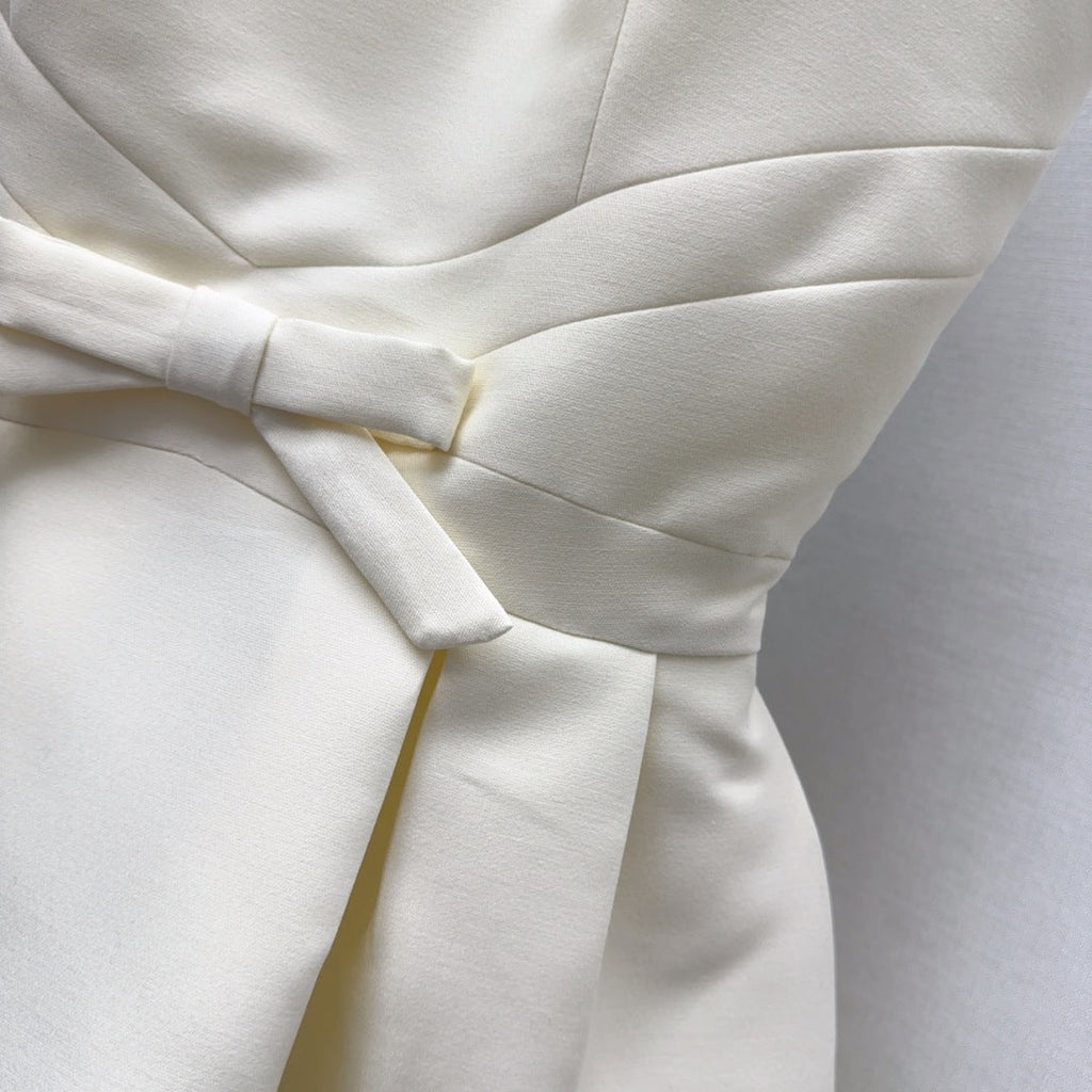 CD 25 Bow Sleeveless Mini Dress White Satin