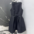 CD 25 Bow Sleeveless Mini Dress Black Satin