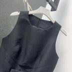 CD 25 Bow Sleeveless Mini Dress Black Satin