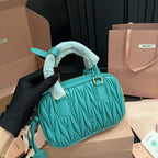 ARCADIE MATELASSÉ BAG 20 IN HIPPIE BLUE LAMBSKIN GOLD HARDWARE