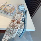 CD Twilly Mini Scarf 105cm Blue Colorful Mulberry Silk 914495