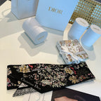 CD Twilly Mini Scarf 105cm Black Colorful Mulberry Silk 914497