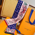 LV  Twilly Mini Scarf 86 Midnight Blue Silk Twill 967477
