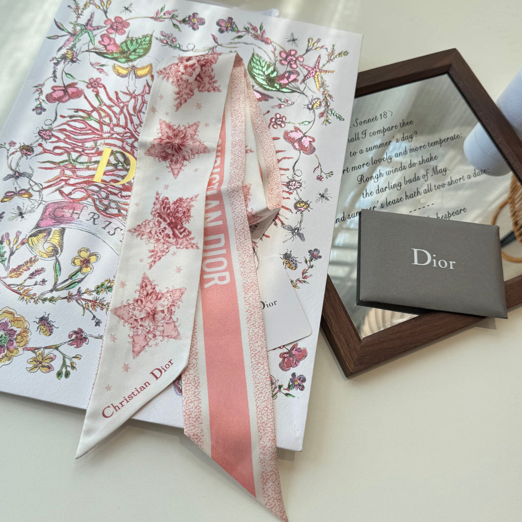 CD Twilly Mini Scarf 105cm  Pink Mulberry Silk 969065
