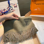 LV Men's Scarf 180cm Olive Green Wool Cashmere 978828