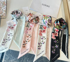 CD Twilly Mini Scarf 105cm Black Colorful Mulberry Silk 902532