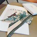 CD Twilly Mini Scarf 105cm Green Mulberry Silk 935273