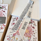 CD Twilly Mini Scarf 105cm White Black Mulberry Silk 968857