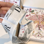 CD Twilly Mini Scarf 105cm White Black Mulberry Silk 968857