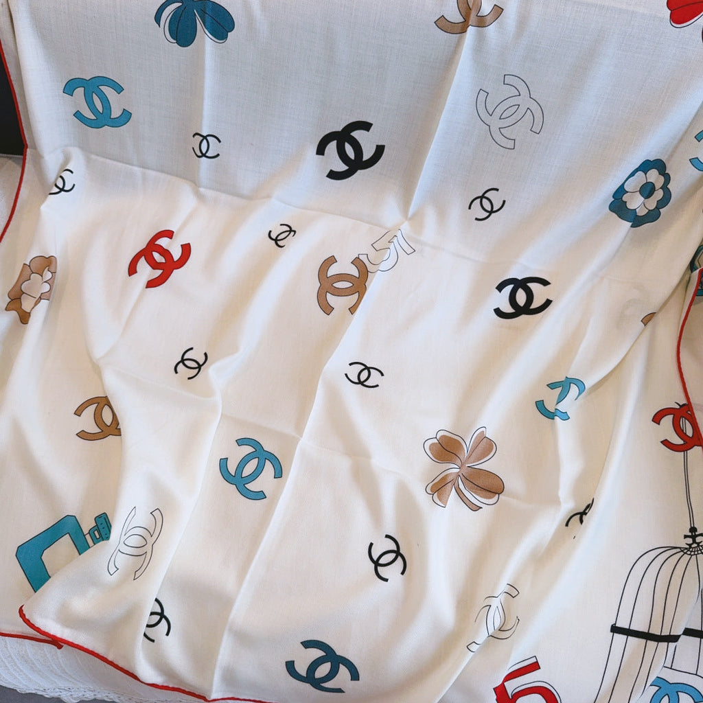 CC 25s Scarf 140cm White Multicolor Cashmere 973461
