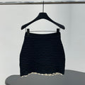 Chanel 2026 Crochet Knit Mini Skirt Black Wool