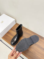 The Row 2025 Zipper Combat Boot Black Lambskin 572084
