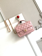CC Handle Bag 19 Double C Pink Lambskin Gold Hardware