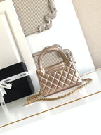 cc 24a nano 19cm kelly shopper bag metallic rose gold lambskin