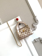 cc 24a nano 19cm kelly shopper bag metallic rose gold lambskin