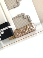 cc 24a nano 19cm kelly shopper bag metallic rose gold lambskin