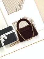 cc 24a nano 19cm kelly shopper bag chocolate brown velvet