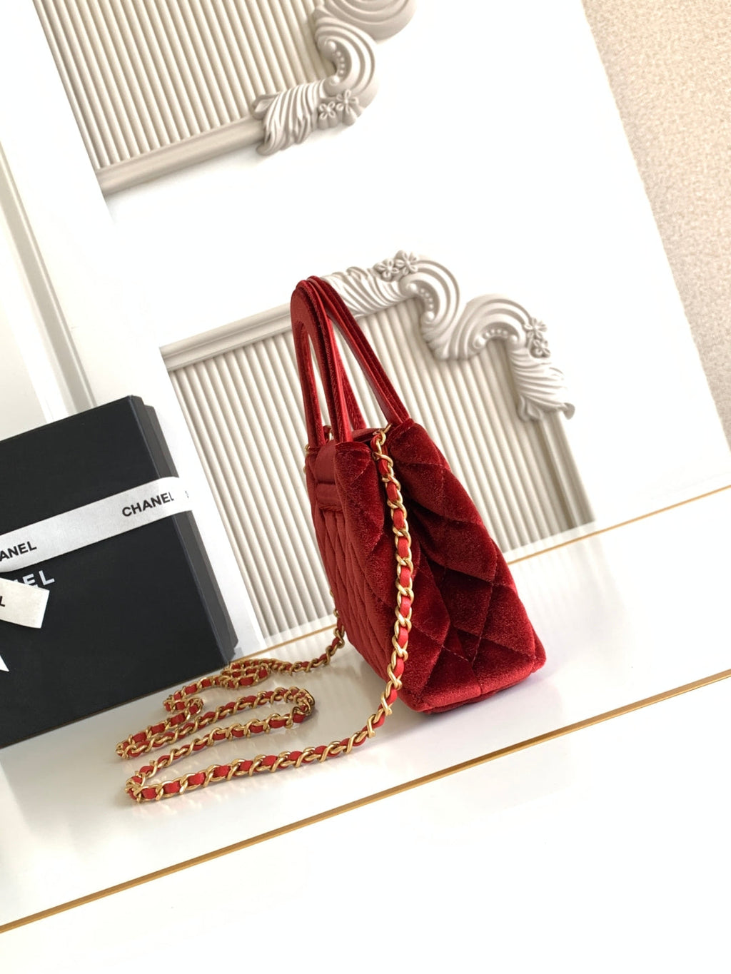 cc 24a nano 19cm kelly shopper bag red velvet
